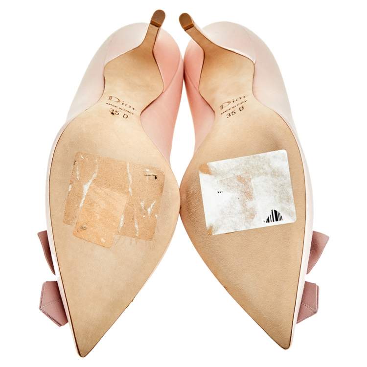 Pre Owned Dior Blush Pink Satin Rose Pointed Toe Pumps Size 35