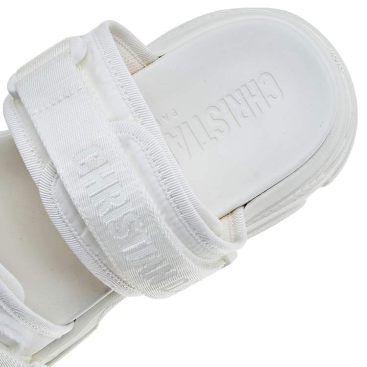 Pre Owned Dior White Fabric D- Wander Slide Sandals Size 40
