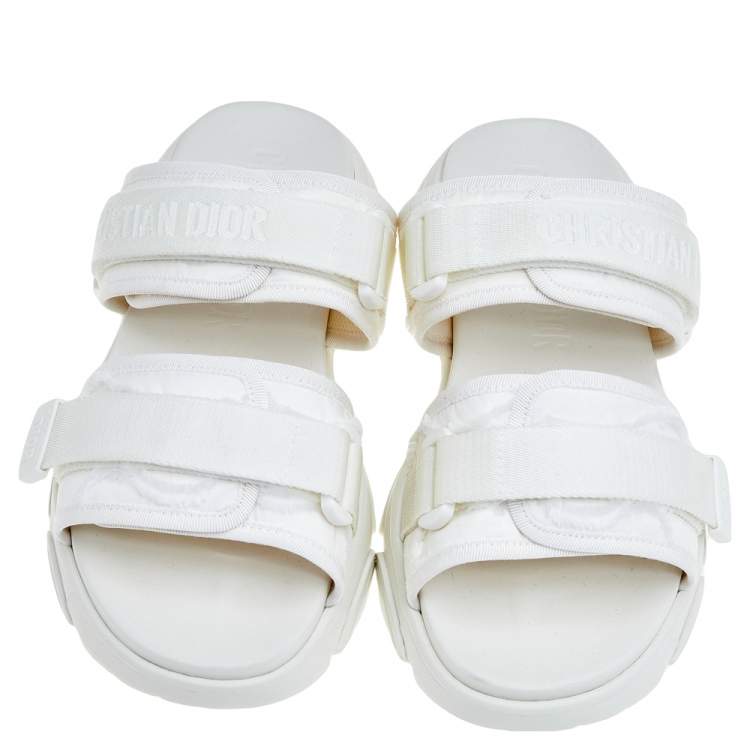 Pre Owned Dior White Fabric D- Wander Slide Sandals Size 40
