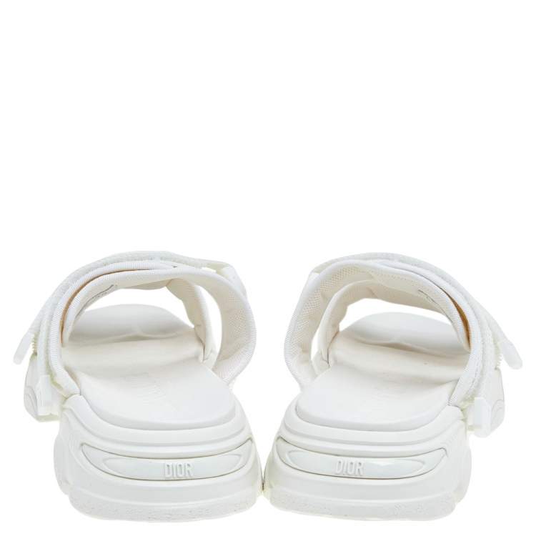 Pre Owned Dior White Fabric D- Wander Slide Sandals Size 40