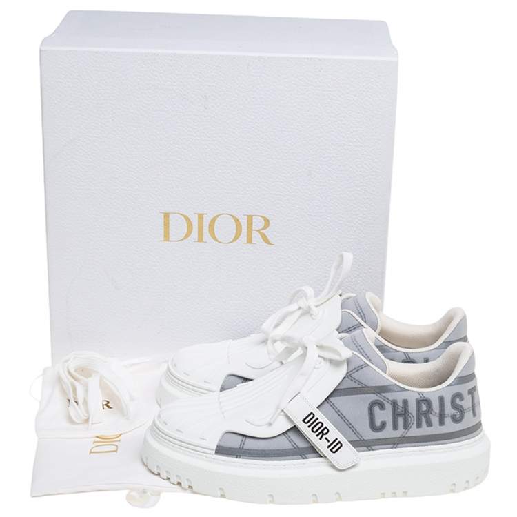 Pre Owned Dior White/French Blue Technical Fabric and Rubber Dior ID Sneakers Size 39.5