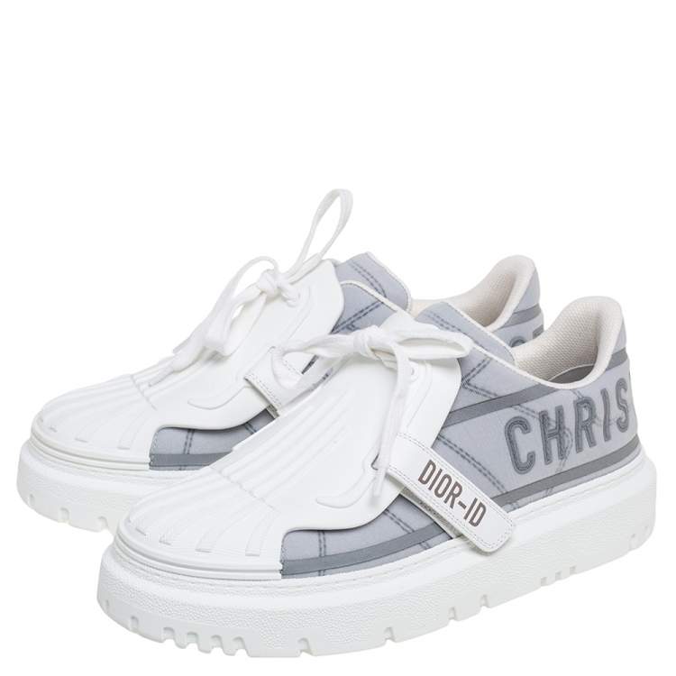 Pre Owned Dior White/French Blue Technical Fabric and Rubber Dior ID Sneakers Size 39.5