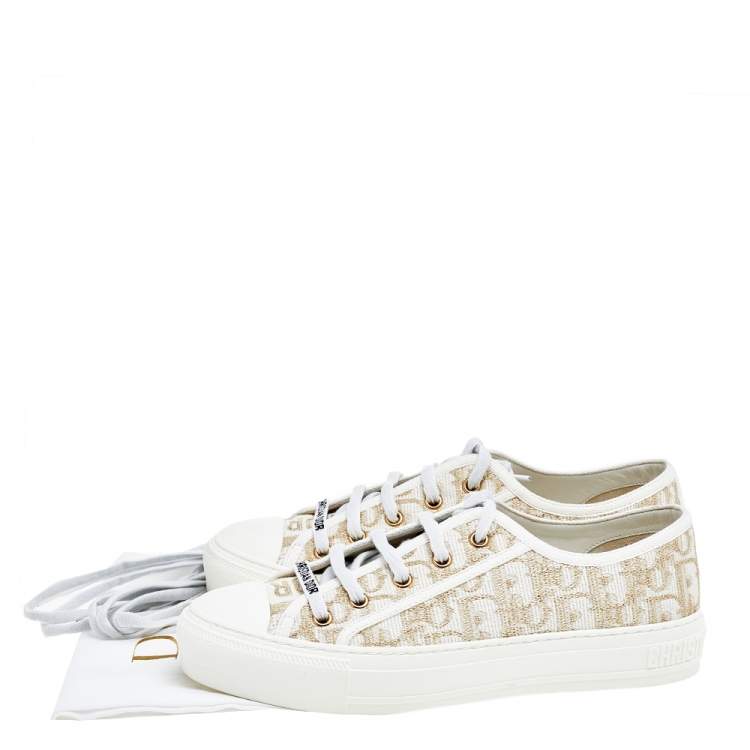 Pre Owned Dior White Oblique Canvas Sneakers Size 38.5