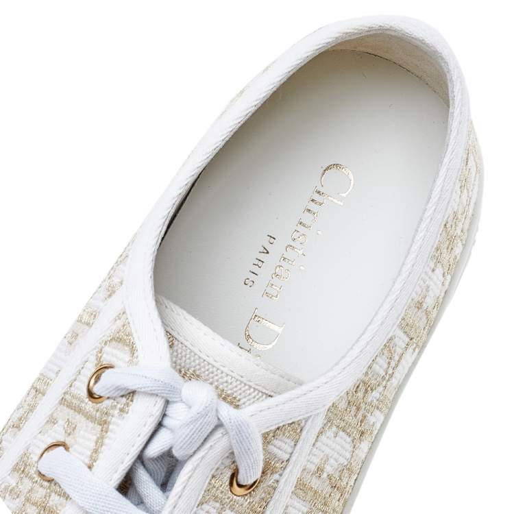 Pre Owned Dior White Oblique Canvas Sneakers Size 38.5