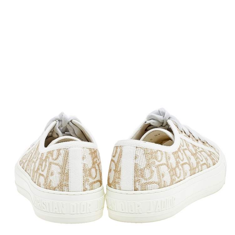 Pre Owned Dior White Oblique Canvas Sneakers Size 38.5