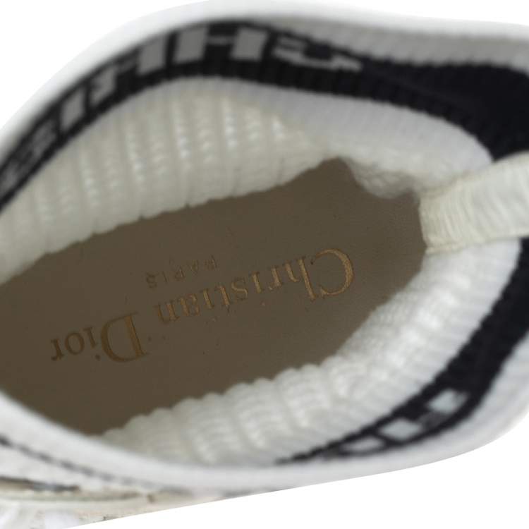 Pre Owned Dior White Leather, Mesh and Knit Fabric D-Zenith Ankle Boots Size 37.5