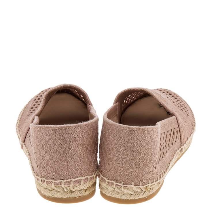 Pre Owned Dior Blush Pink Embroidered Canvas Granville Espadrille Flats Size 38