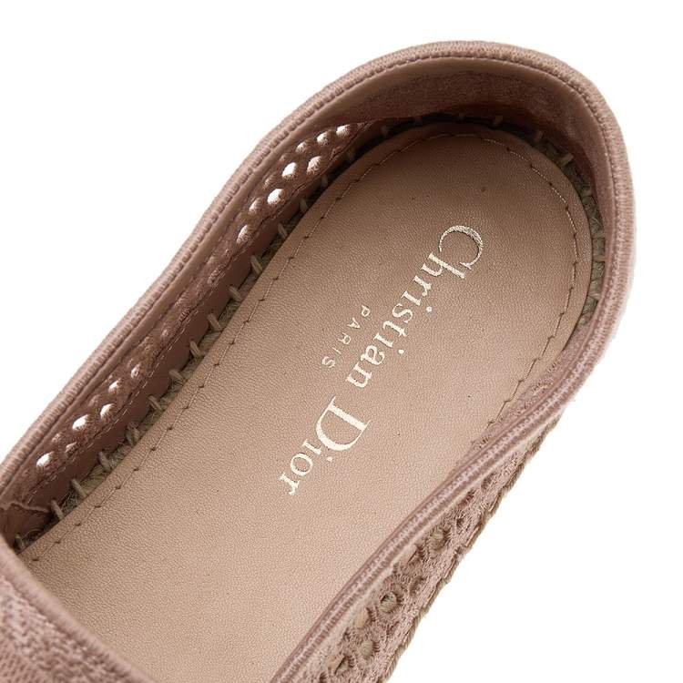 Pre Owned Dior Blush Pink Embroidered Canvas Granville Espadrille Flats Size 38