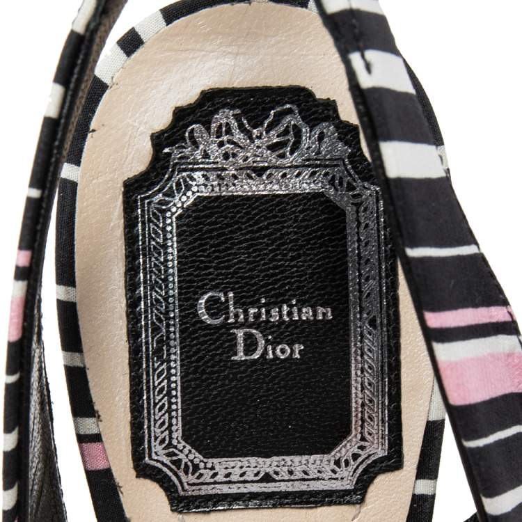 Pre Owned Dior Multicolor Sequins and Printed Fabric Slingback Open-Toe Sandals Size 40
