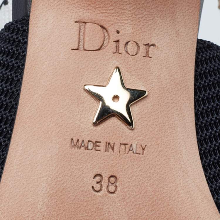 Pre Owned Dior Black Technical Fabric and Ribbon J'adior Slingback Pumps Size 38