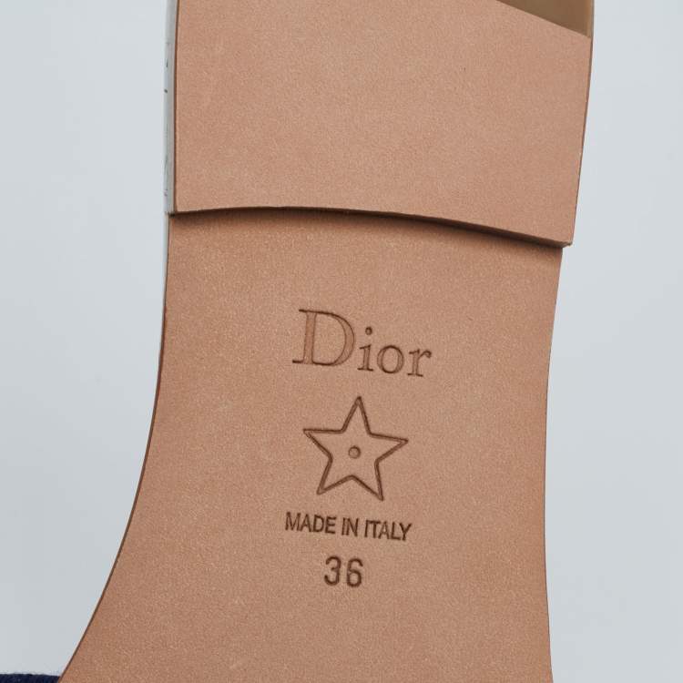 Pre Owned Dior Multicolor Canvas Logo Embroidered D-Way Flat Slides Size 36