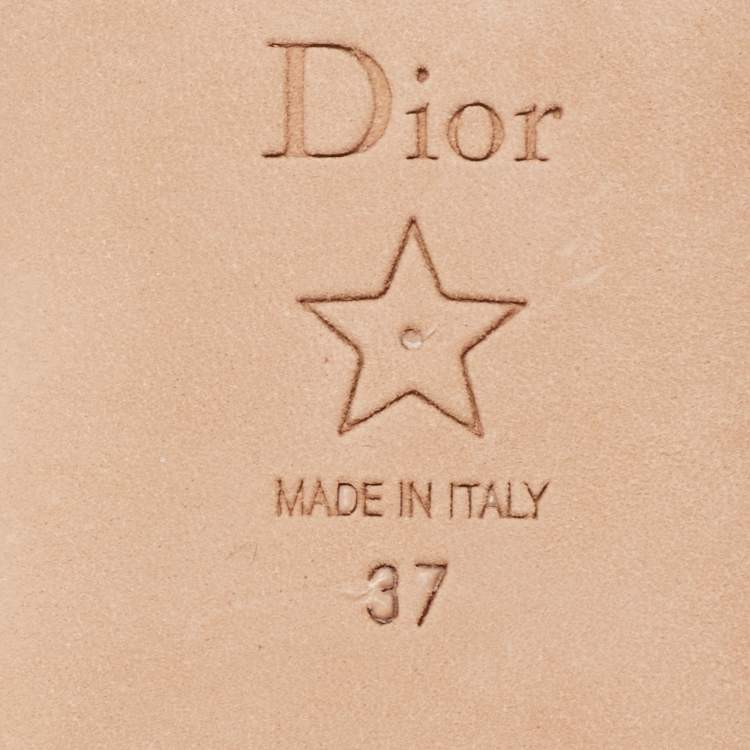 Pre Owned Dior Gold Canvas Crystal Embellished  D-Way Flat Slides Size 37 