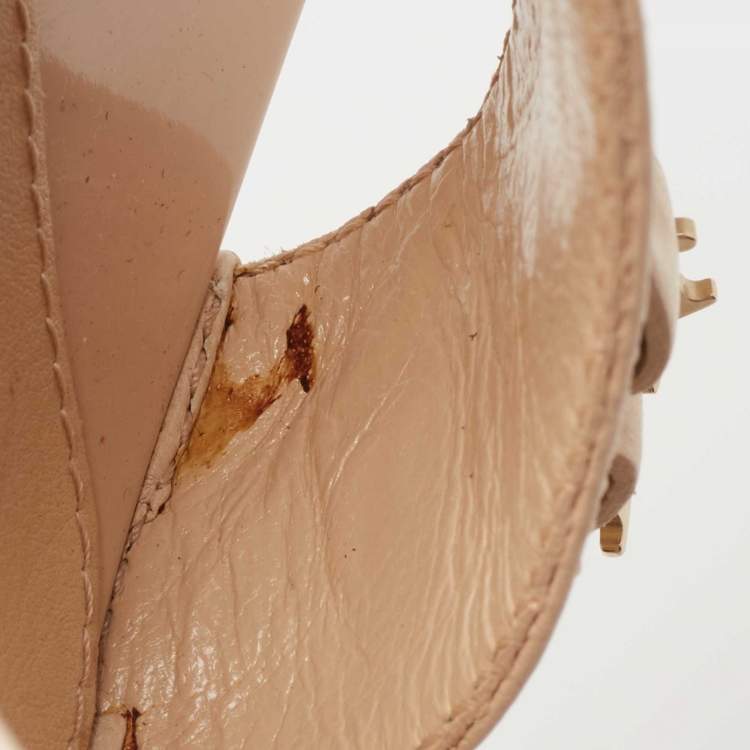 مملوكة مسبقًا Dior Beige/Brown Canvas And Leather Open Toe Slide Sandals Size 40.5