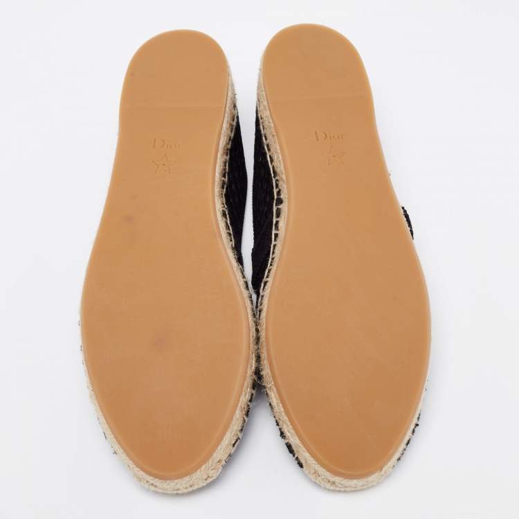 Pre Owned Dior Black Mesh Caro Flat Espadrilles Size 40