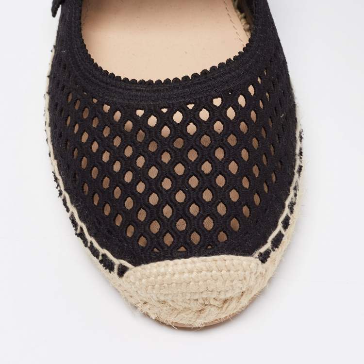 Pre Owned Dior Black Mesh Caro Flat Espadrilles Size 40