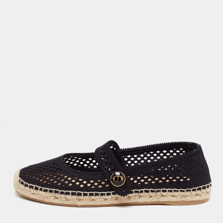 Pre Owned Dior Black Mesh Caro Flat Espadrilles Size 40
