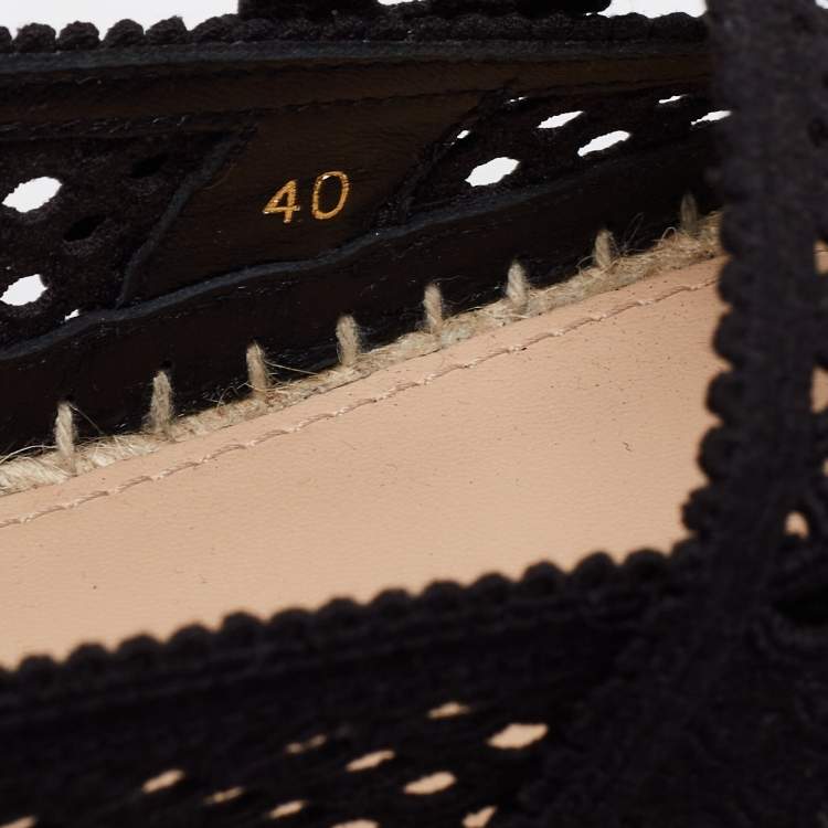 Pre Owned Dior Black Mesh Caro Flat Espadrilles Size 40