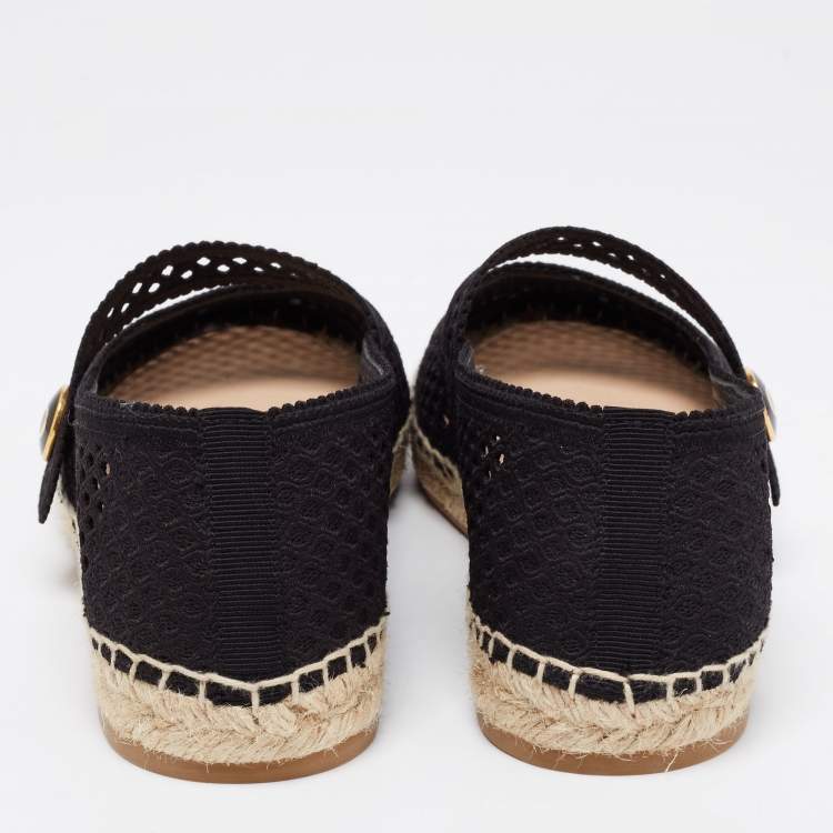 Pre Owned Dior Black Mesh Caro Flat Espadrilles Size 40