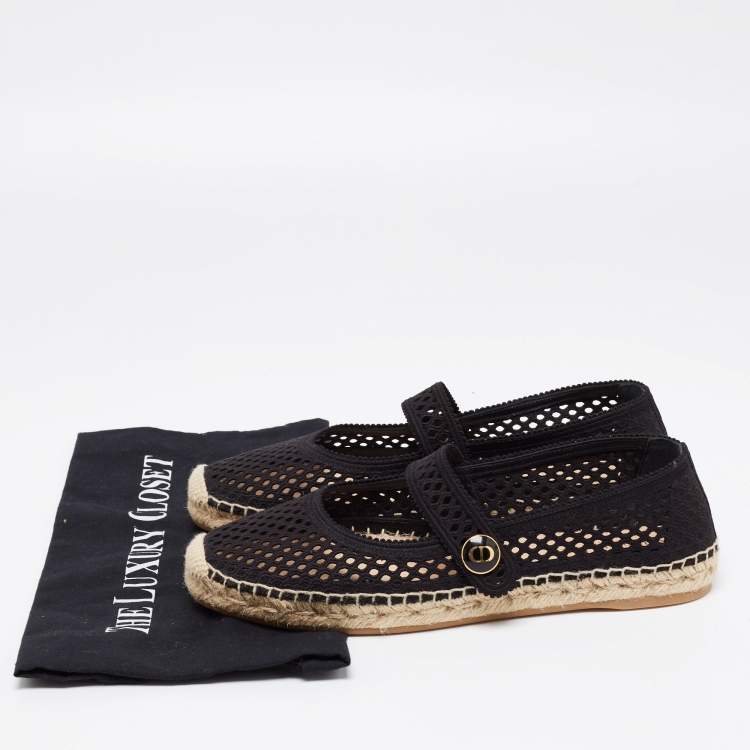Pre Owned Dior Black Mesh Caro Flat Espadrilles Size 40