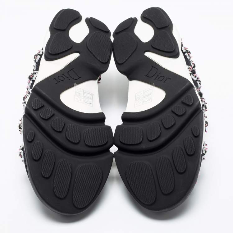 Pre Owned Dior Black Mesh Sequins Embellished Fusion Slip On Sneakers Size 37