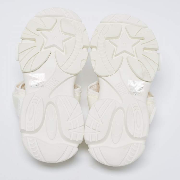 Pre Owned Dior White Fabric D- Wander Slide Sandals Size 37