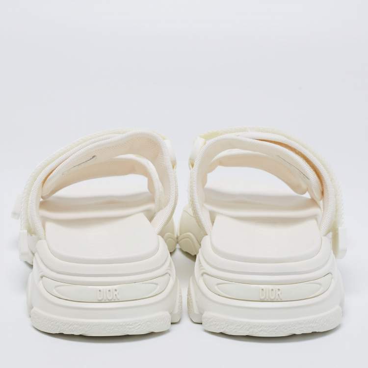 Pre Owned Dior White Fabric D- Wander Slide Sandals Size 37
