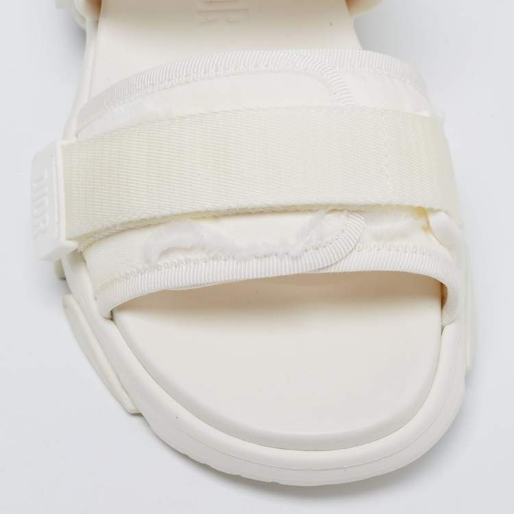 Pre Owned Dior White Fabric D- Wander Slide Sandals Size 37