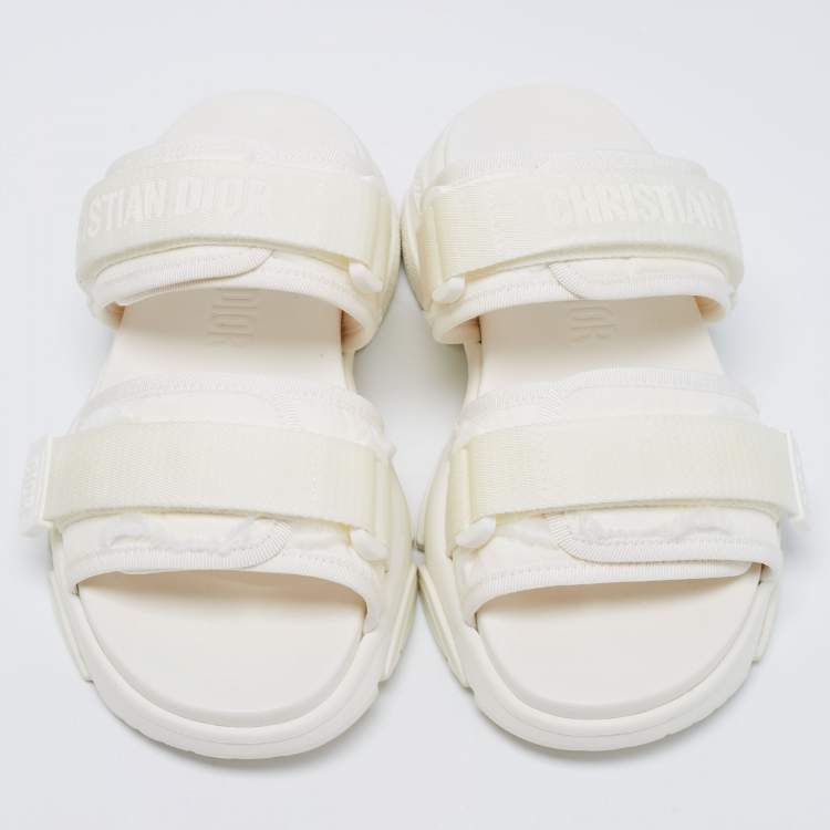 Pre Owned Dior White Fabric D- Wander Slide Sandals Size 37