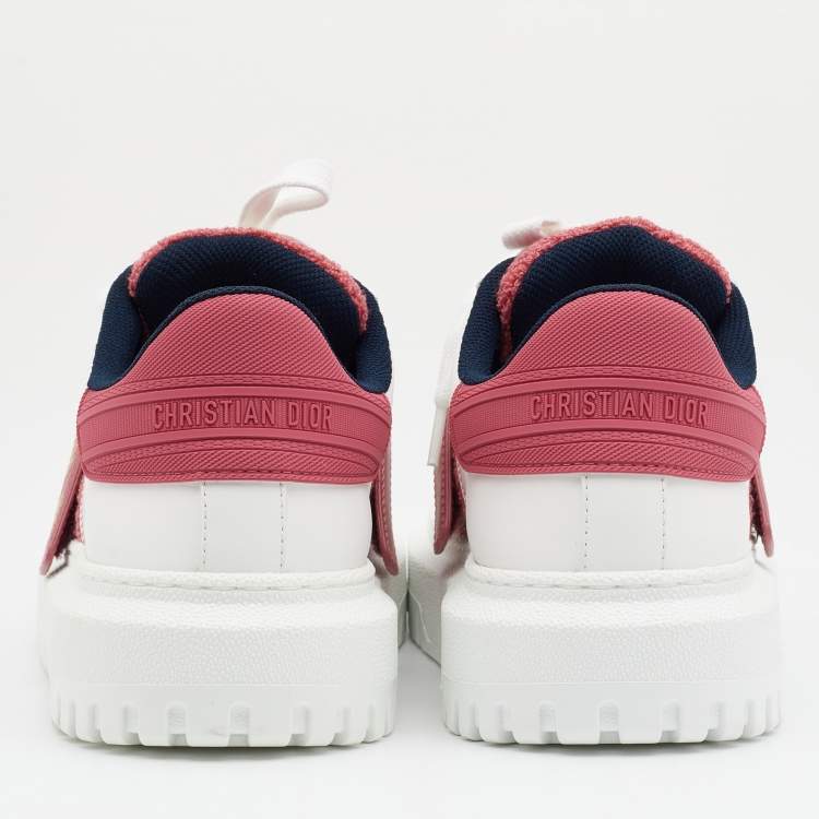 Pre Owned Dior White/Pink Leather and Rubber ID Sneakers Size 39