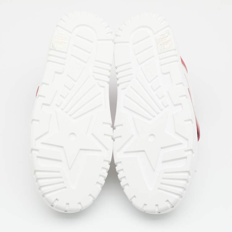 Pre Owned Dior White/Pink Leather and Rubber ID Sneakers Size 39
