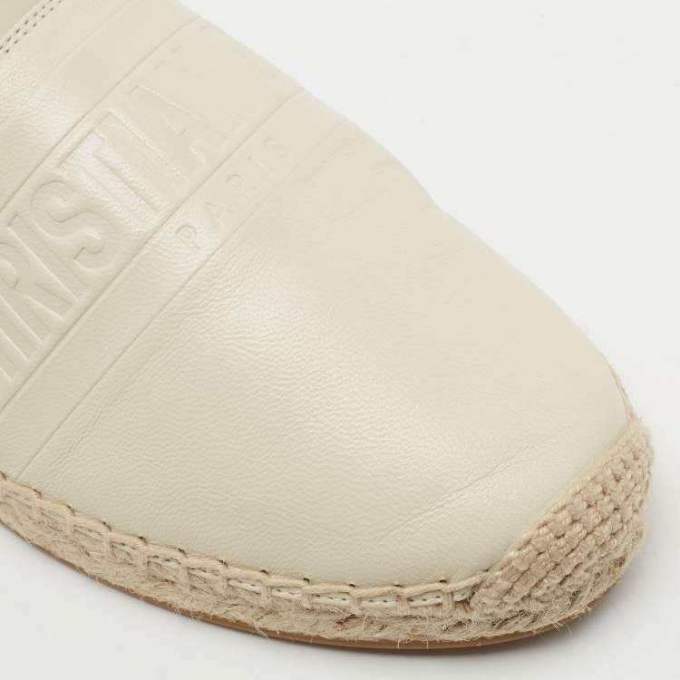 Pre Owned Dior Cream Leather Granville Flat Espadrilles Size 38.5