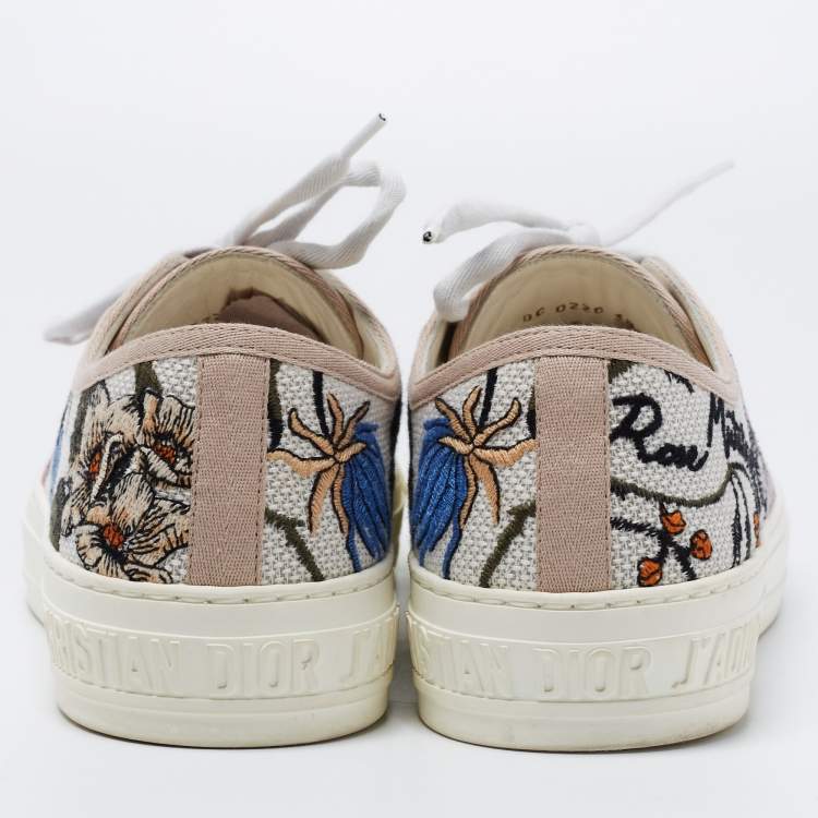 Pre Owned Dior Multicolor Floral Embroidered Canvas Walk N Dior Low Top Sneakers Size 38