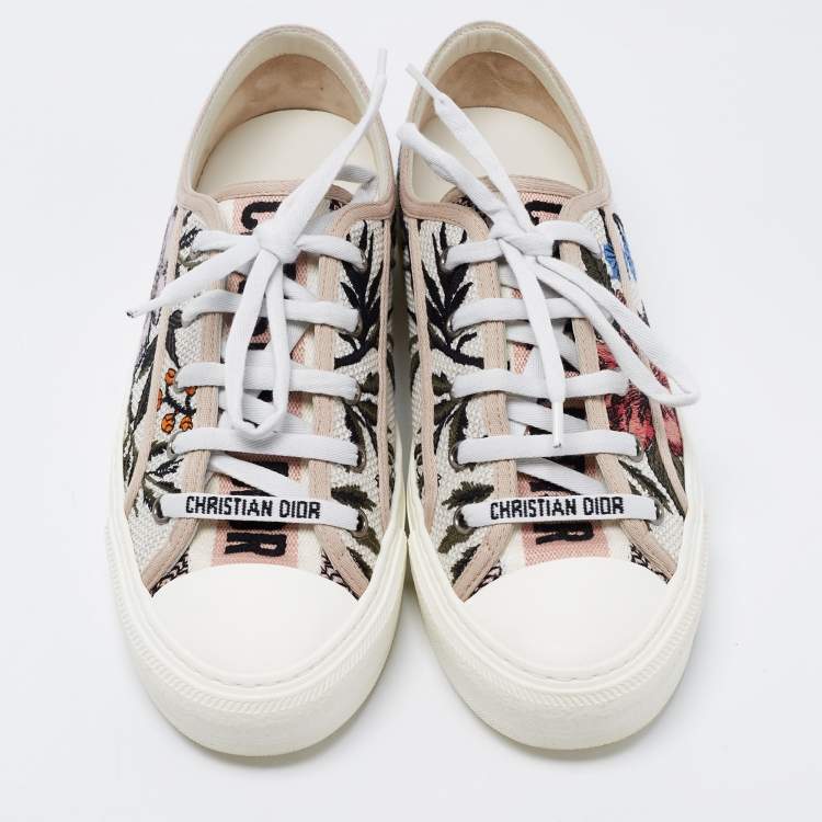 Pre Owned Dior Multicolor Floral Embroidered Canvas Walk N Dior Low Top Sneakers Size 38