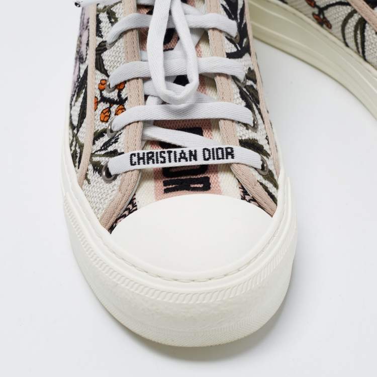 Pre Owned Dior Multicolor Floral Embroidered Canvas Walk N Dior Low Top Sneakers Size 38