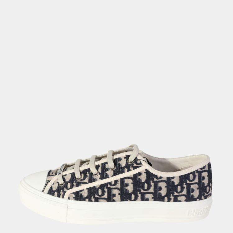 Walk'n'Dior Platform Sneaker Beige and Black Cotton Embroidered