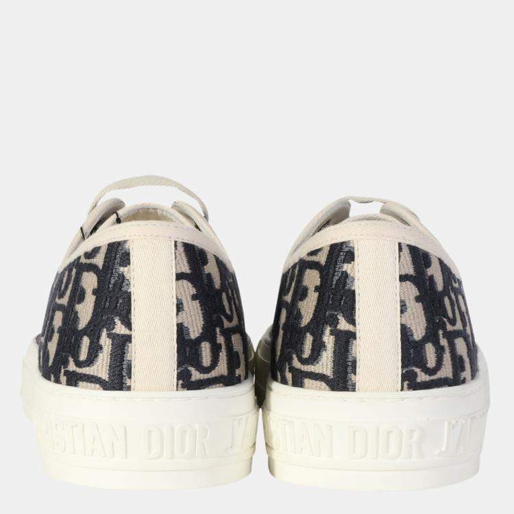 Pre Owned Dior Wmns Deep Blue Dior Oblique Embroidered Cotton Walk'N'Dior Sneaker EUR 36
