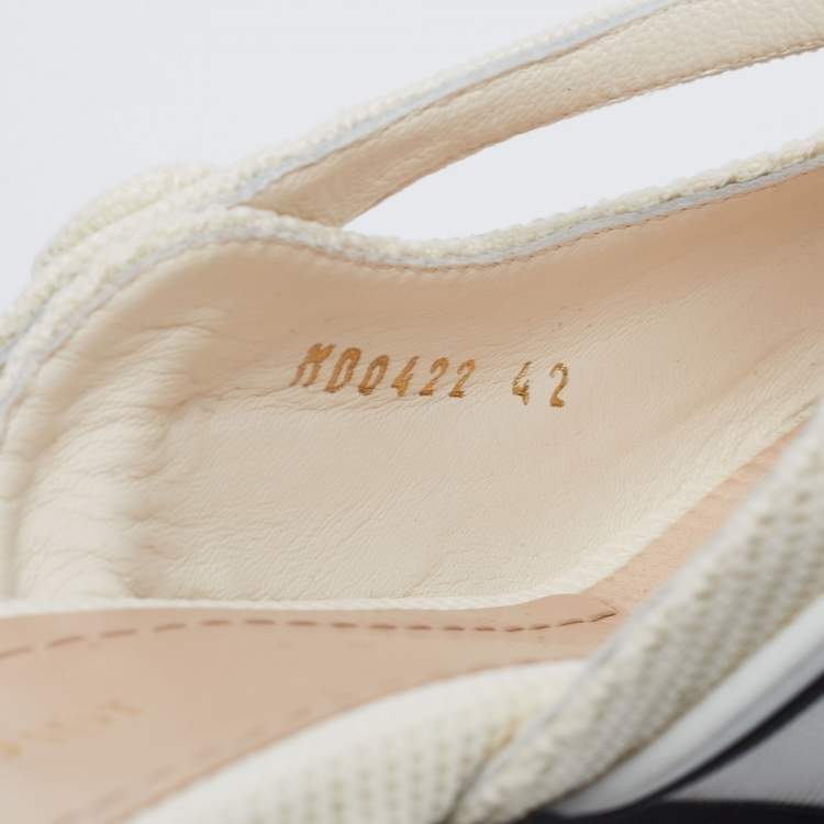 Pre Owned Dior White Fabric And Rubber D-motion Mules Size 42