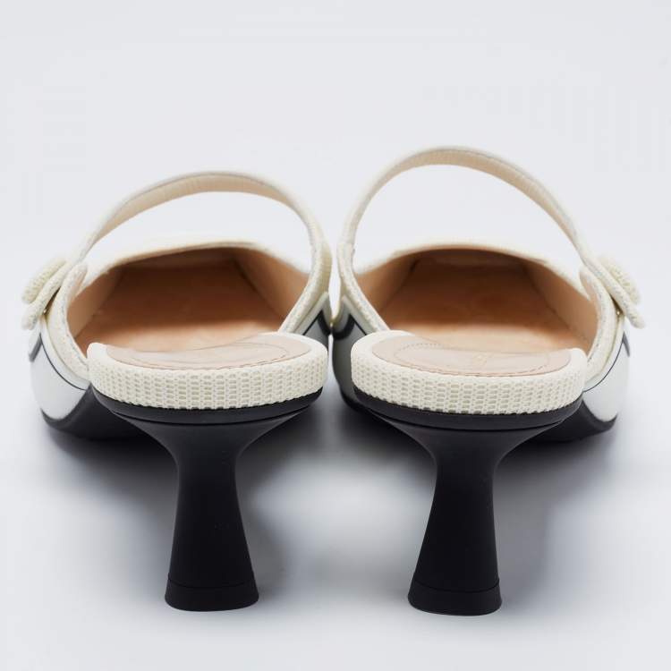 Pre Owned Dior White Fabric And Rubber D-motion Mules Size 42
