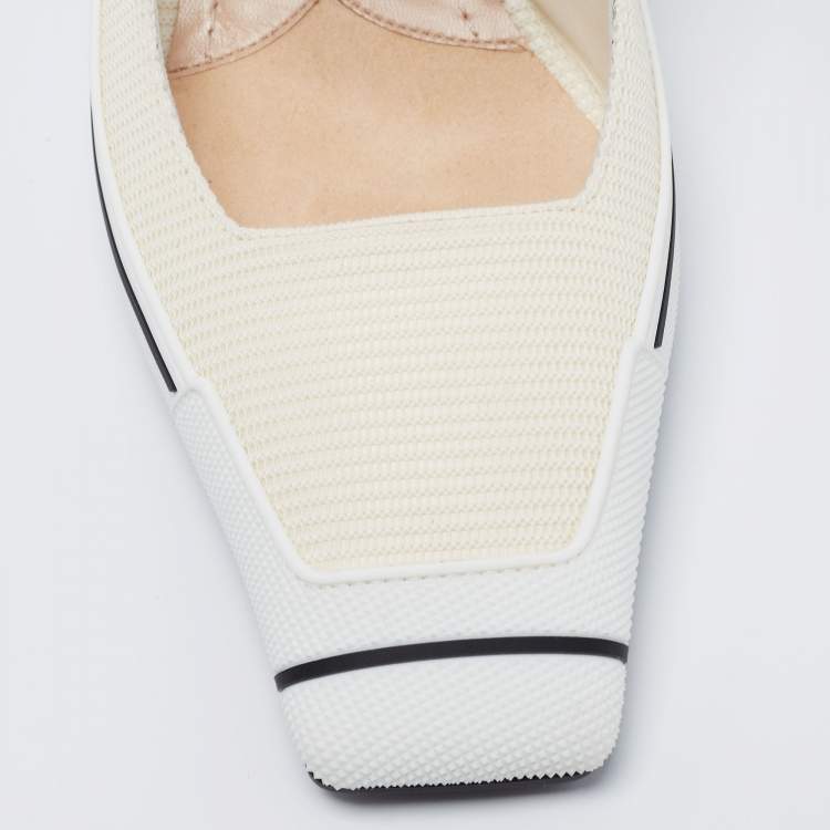 Pre Owned Dior White Fabric And Rubber D-motion Mules Size 42