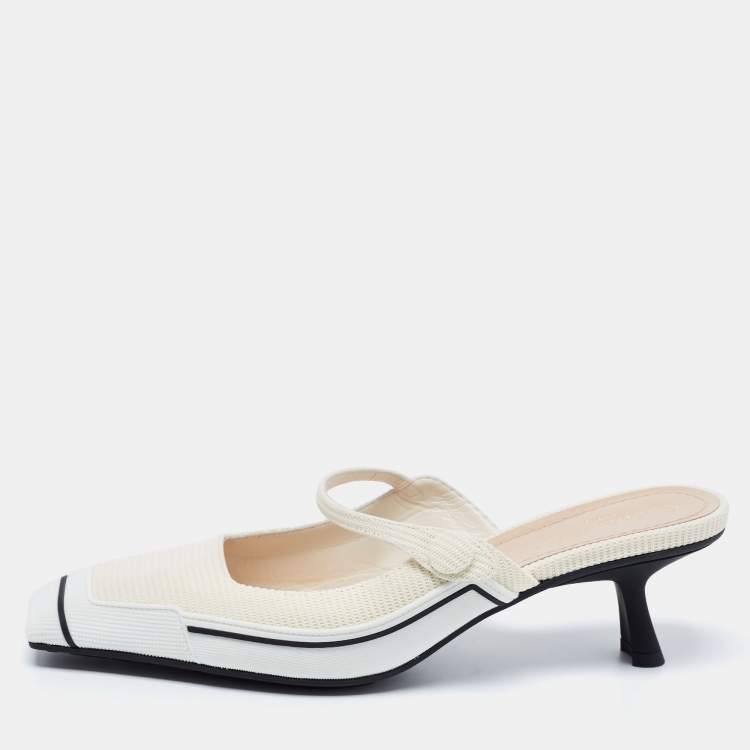 Pre Owned Dior White Fabric And Rubber D-motion Mules Size 42