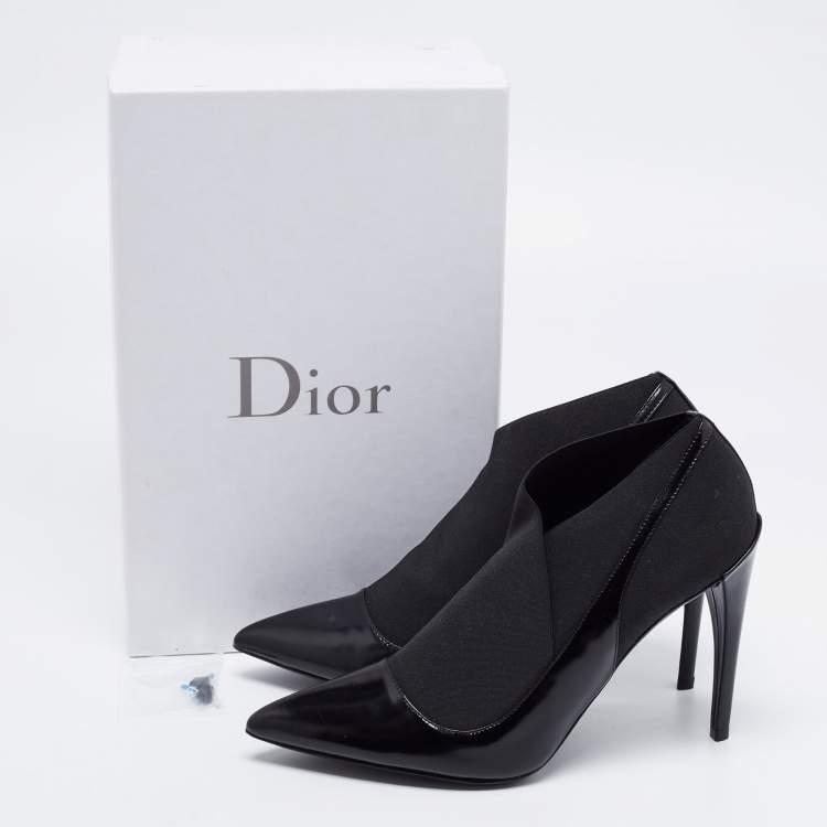 مملوكة مسبقًا Dior Black Leather and Fabric Ankle Length Booties Size 39