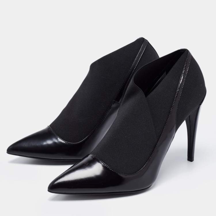 مملوكة مسبقًا Dior Black Leather and Fabric Ankle Length Booties Size 39