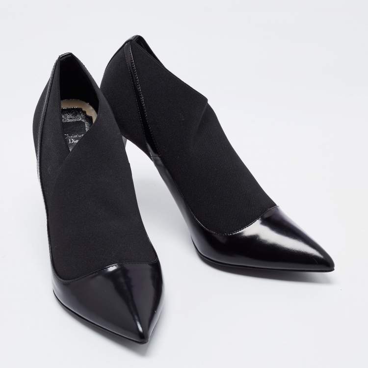 مملوكة مسبقًا Dior Black Leather and Fabric Ankle Length Booties Size 39