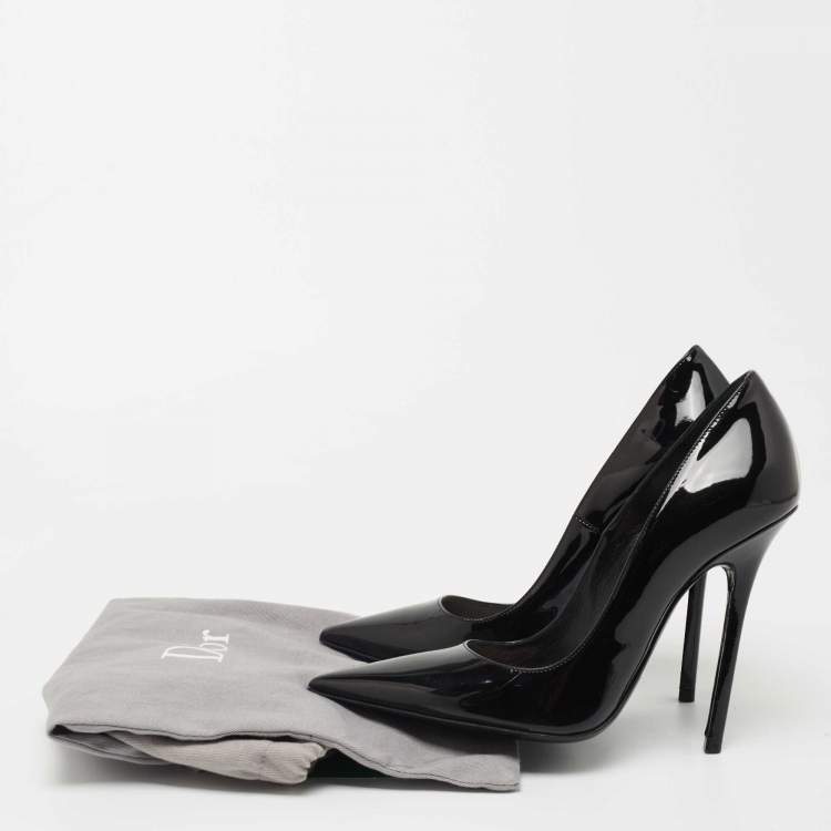 Pre Owned Dior Black Patent Leather Pointed Toe Pumps Size 37