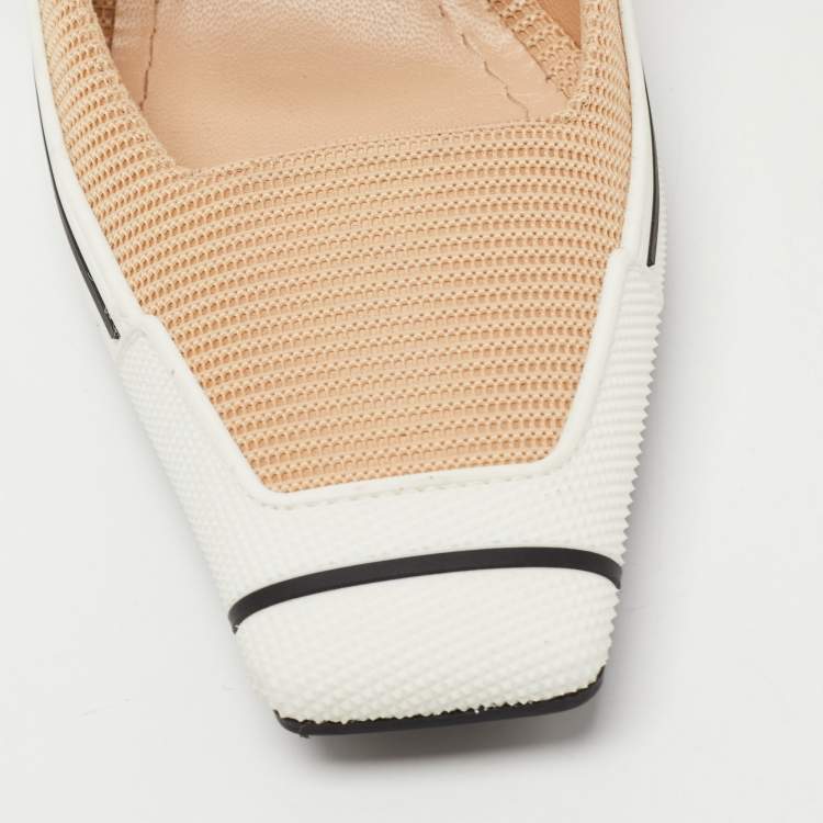 Pre Owned Dior Beige/White Technical Fabric and Rubber D-Motion Pumps Size 38