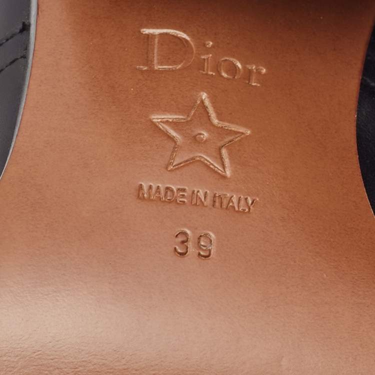 Pre Owned Dior Black Leather Embroidered Cowboy Ankle Boots Size 39