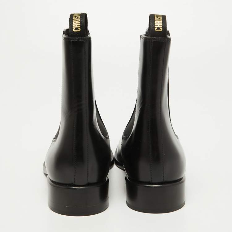 Pre Owned Dior Black Leather Boyish-D Ankle Boots Size 38.5