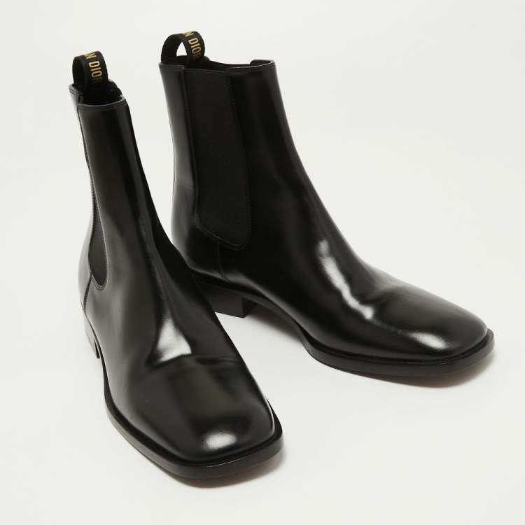 Pre Owned Dior Black Leather Boyish-D Ankle Boots Size 38.5