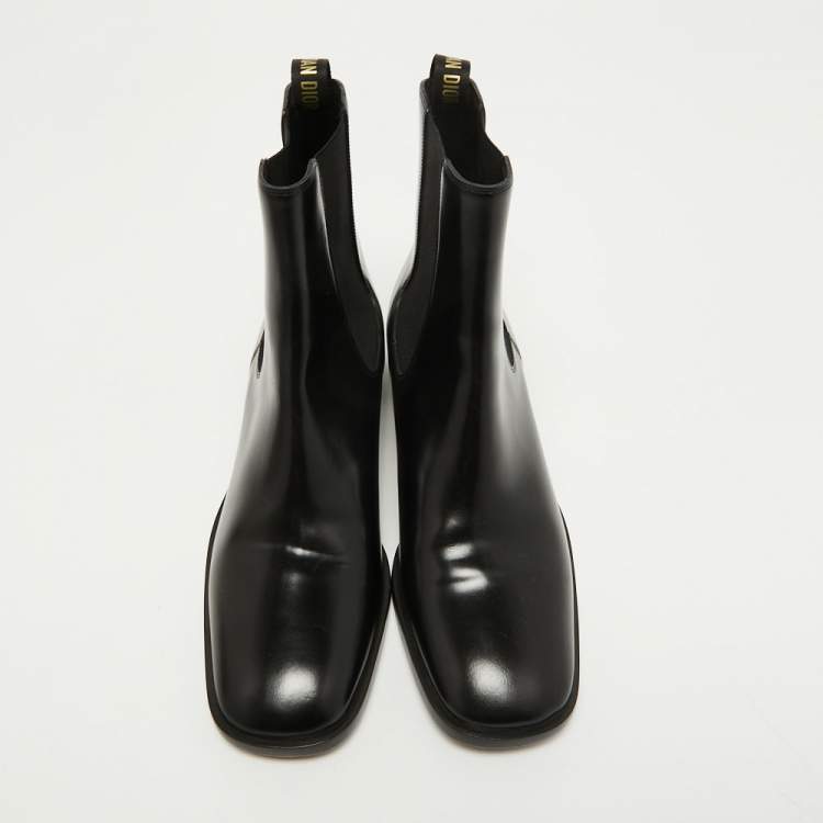 Pre Owned Dior Black Leather Boyish-D Ankle Boots Size 38.5