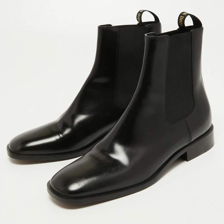 Pre Owned Dior Black Leather Boyish-D Ankle Boots Size 38.5